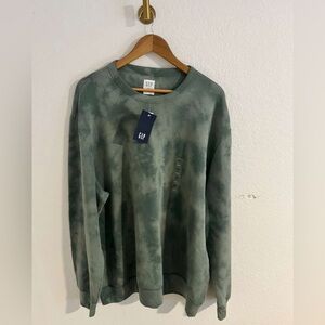 GAP XXL Men's Dark Green Tie-Dye Green Crewneck Sweater NWT